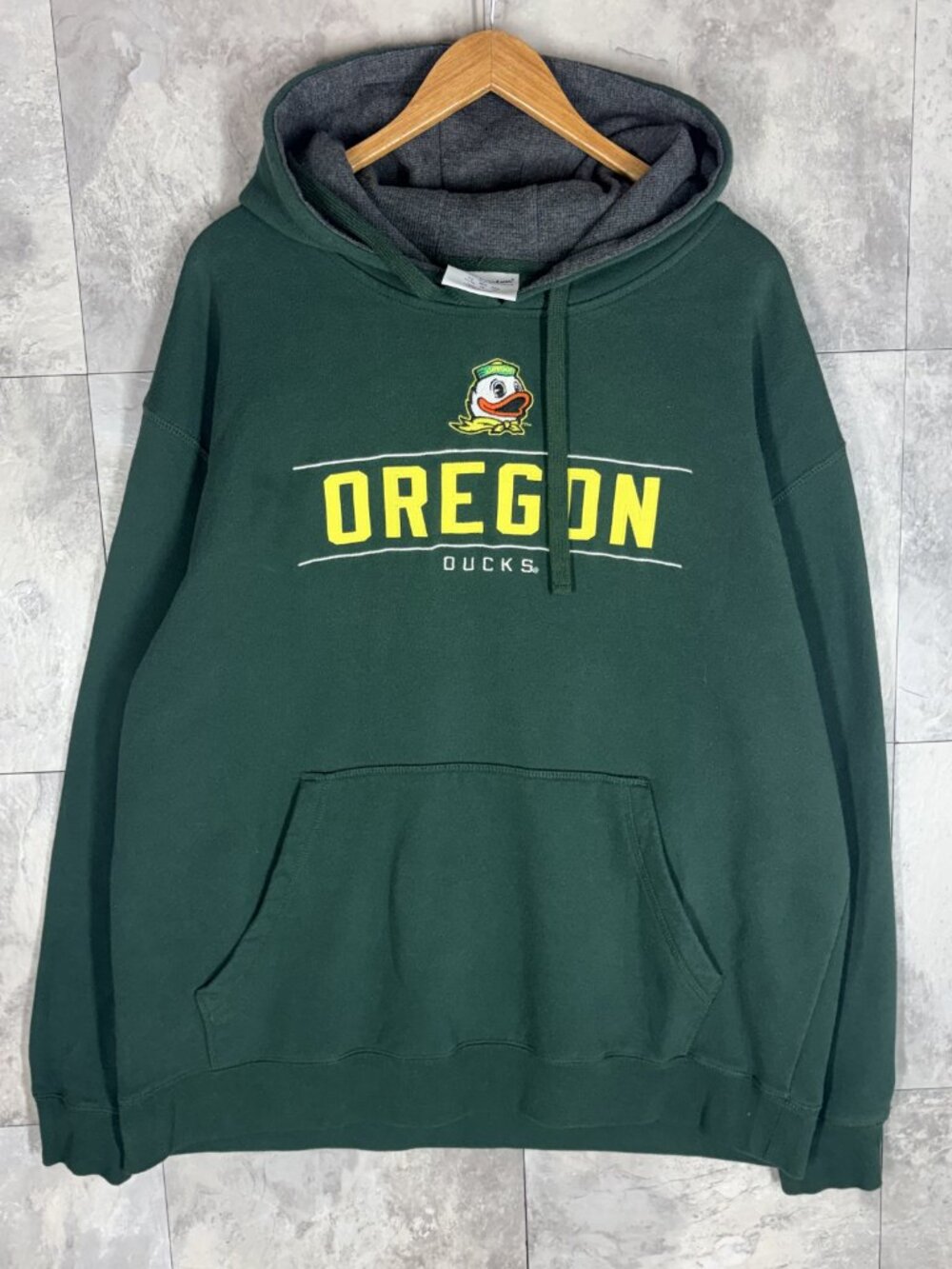 Champion Oregon Ducks Men's XL Green Embroidered Hoodie Vintage Y2K NCAA